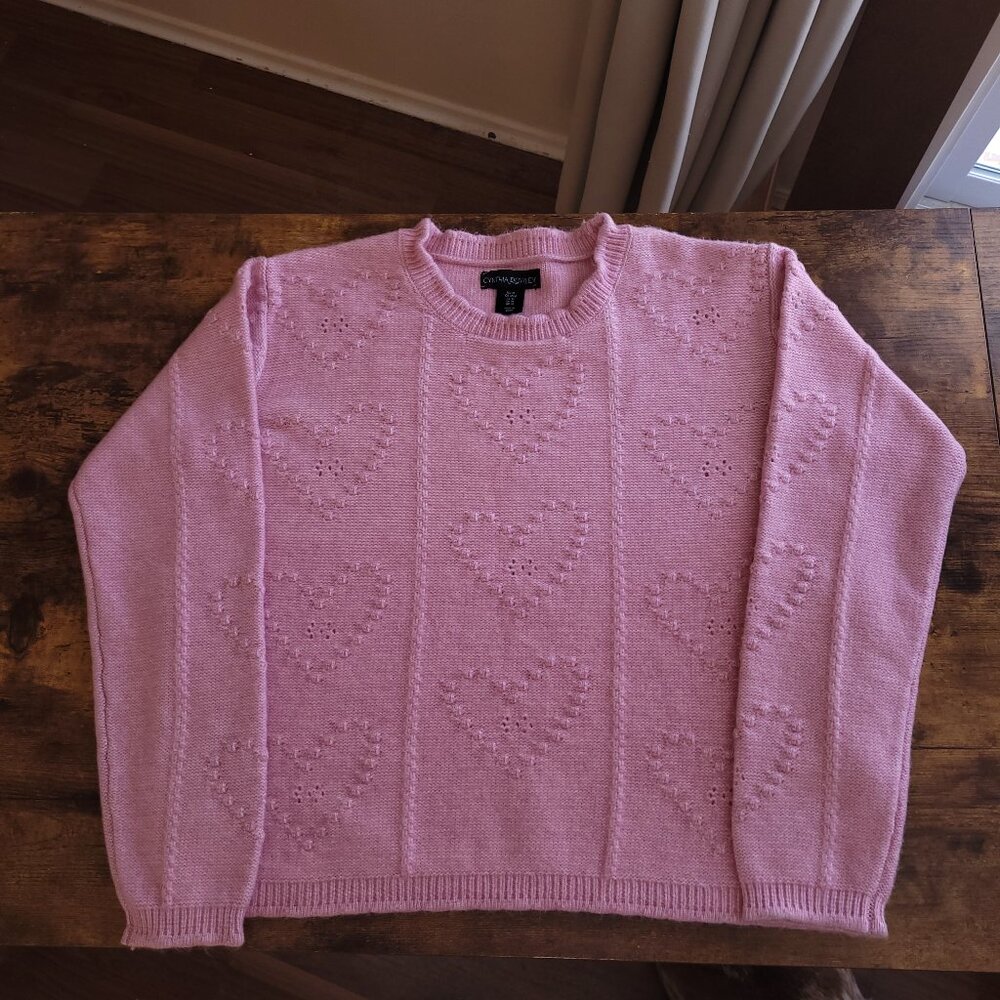 NWOT Soft Pink Sweater with Heart Motif
